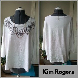 Kim Rogers Beaded 3/4 Sleeve Tee